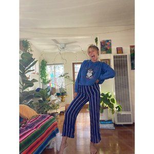 Blue and White Stripe Lounge Pants